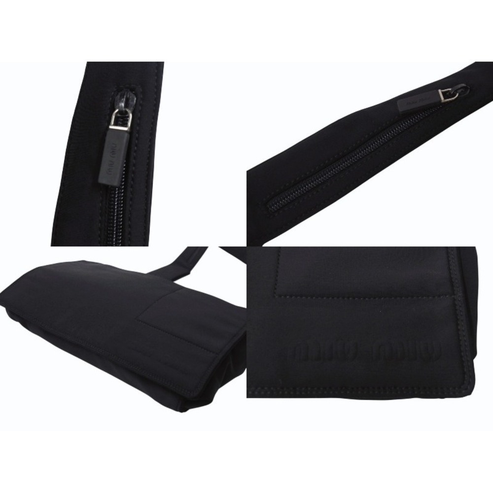 Miu Miu Black Shoulder Embossed Bag Logo Miu Lycra - Picture 6 of 9